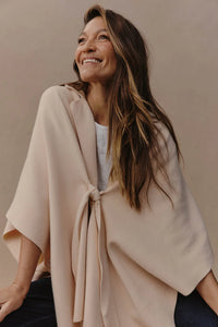 Palmer Knit Cape - Ecru - EB&IVE Coat NZ LUMA
