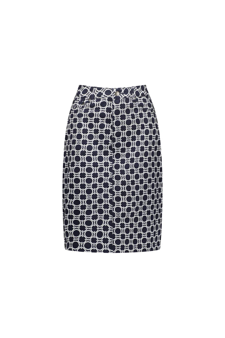 Printed knee Length Skirt- Arlo - VASSALLI 372AV Skirt NZ LUMA