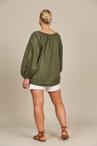 Remi Blouse - Olive - ISLE OF MINE Top NZ LUMA