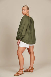 Remi Blouse - Olive - ISLE OF MINE Top NZ LUMA