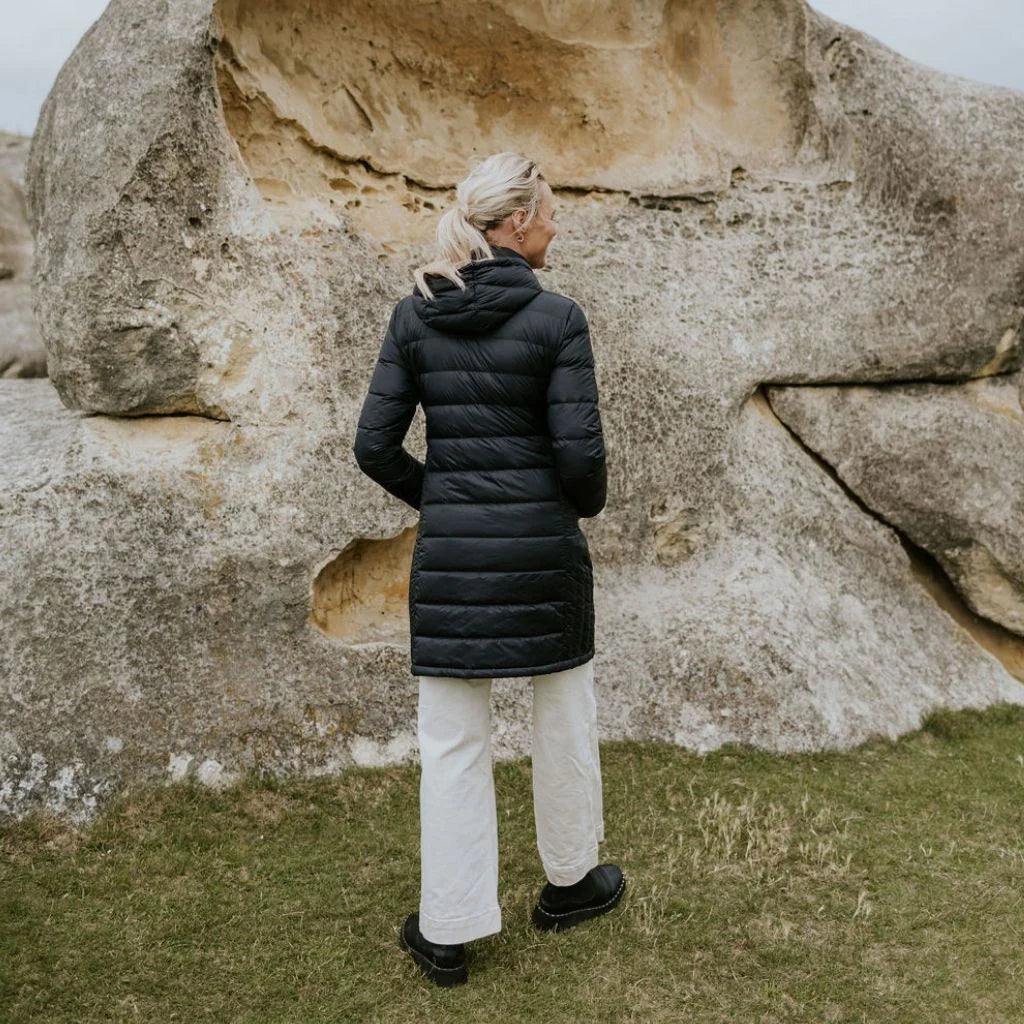 Sarah 90/10 Long Packable Down Coat - MOKE Jacket NZ LUMA