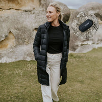 Sarah 90/10 Long Packable Down Coat - MOKE Jacket NZ LUMA