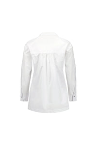 Shirt with Contrast Stitching and Side Splits - White/Ink - VASSALLI
