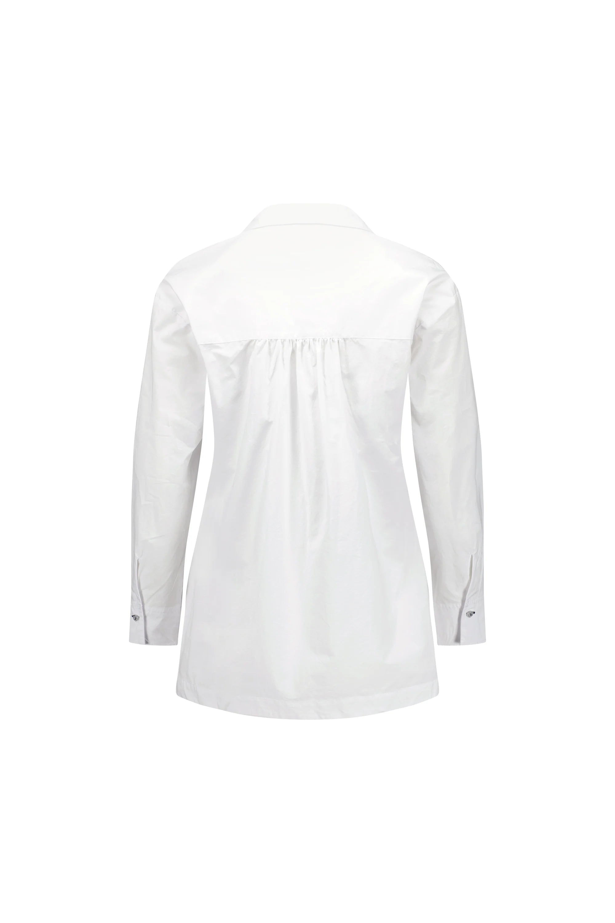 Shirt with Contrast Stitching and Side Splits - White/Ink - VASSALLI