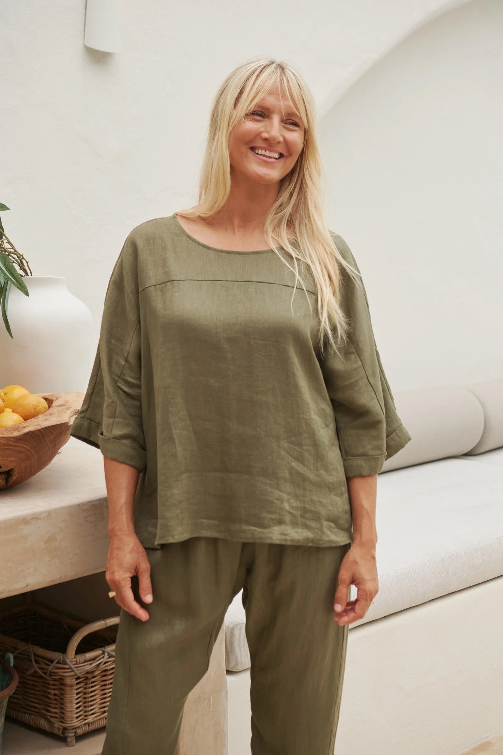 Studio Relaxed Top - EB & IVE Top One Size Khaki NZ LUMA