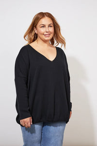 Tanna Knit - HAVEN Top ONE SIZE JET NZ LUMA