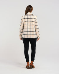Veda Coat - Beige Plaid - ZAFINA Jacket NZ LUMA