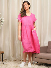 Micaela - MADE IN ITALY Dress One Size (10-16) Fuchsia NZ LUMA