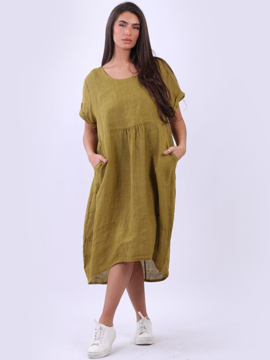 Micaela - MADE IN ITALY Dress One Size (10-16) Olive NZ LUMA