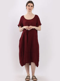 Micaela - MADE IN ITALY Dress One Size (10-16) Wine NZ LUMA