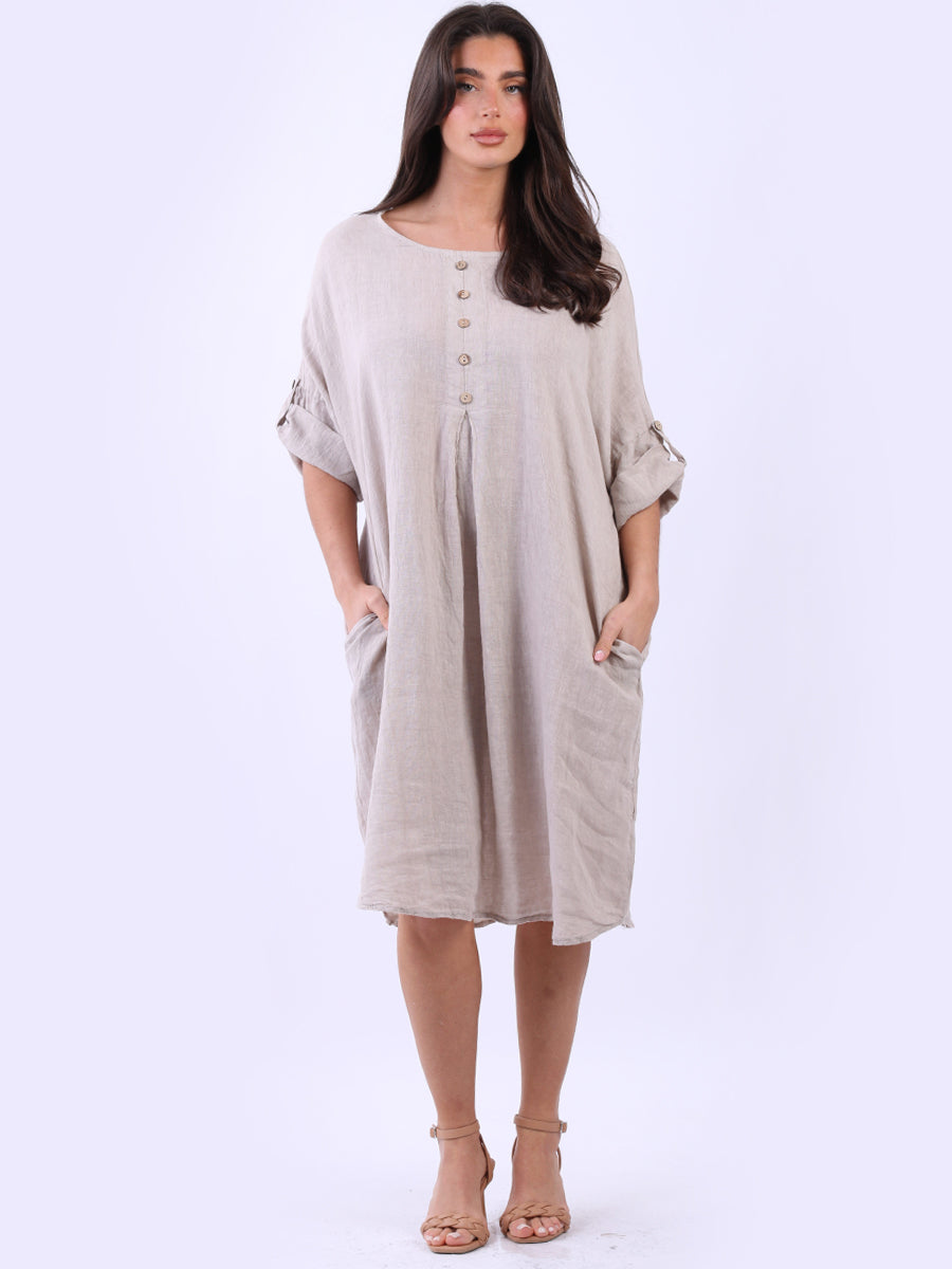 Nova - Linen Midi Dress - MADE IN ITALY Dress NZ LUMA