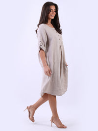 Nova - Linen Midi Dress - MADE IN ITALY Dress NZ LUMA