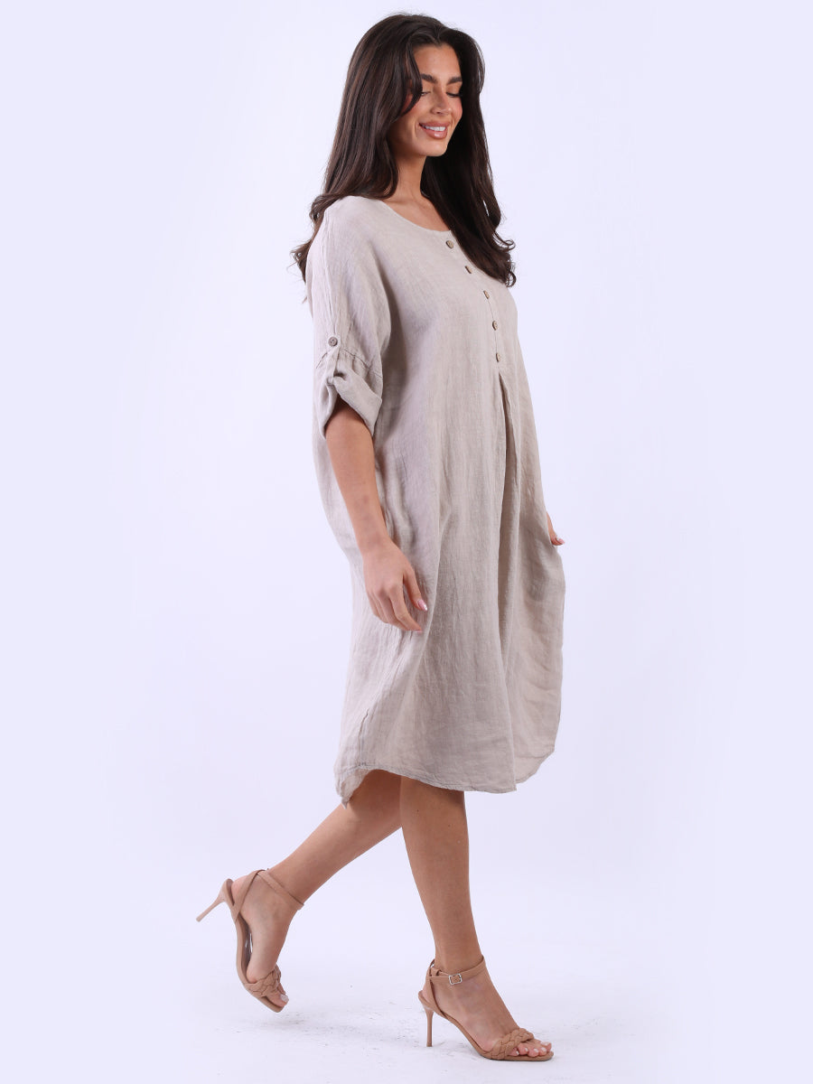Nova - Linen Midi Dress - MADE IN ITALY Dress NZ LUMA