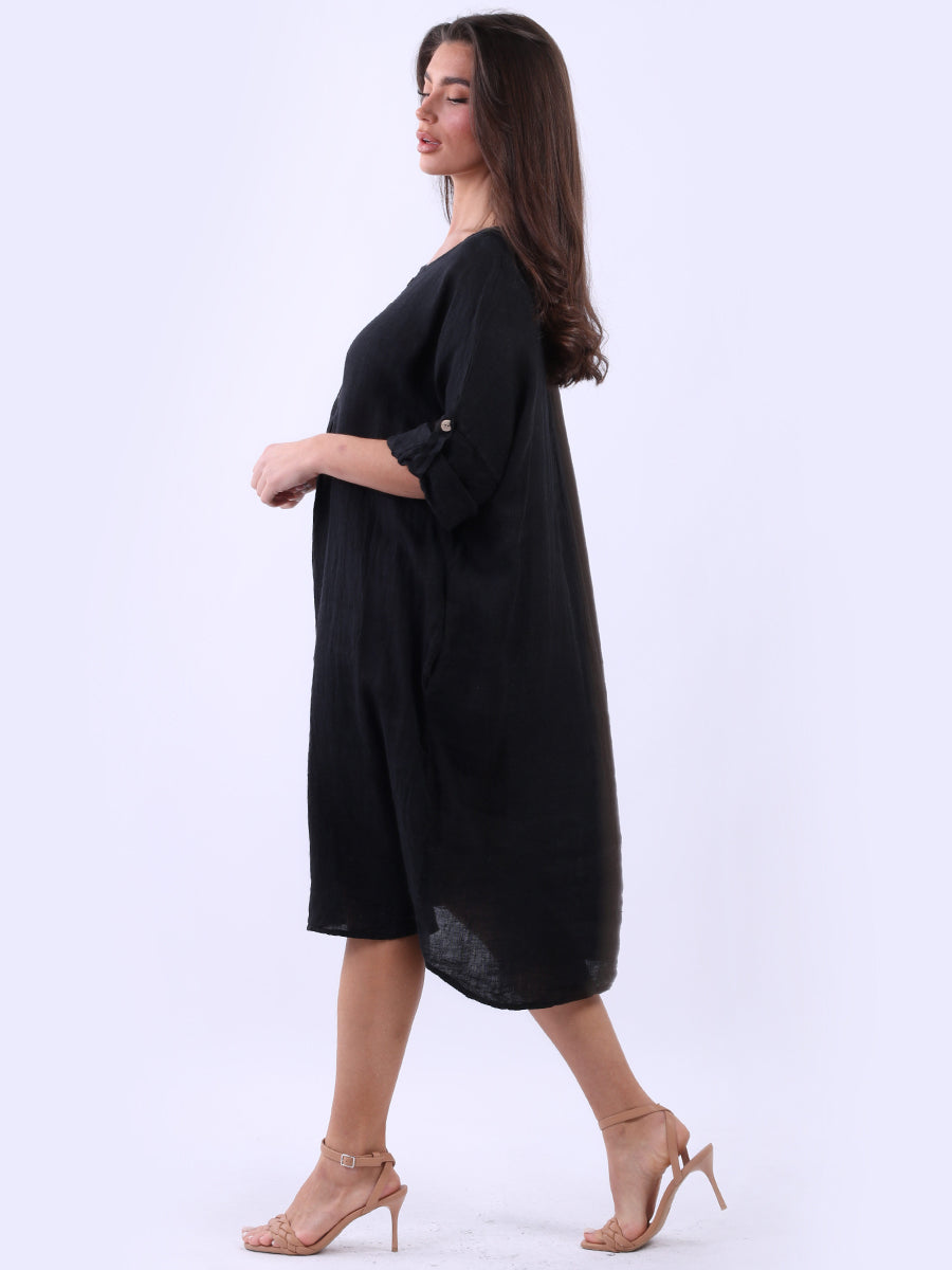 Nova - Linen Midi Dress - MADE IN ITALY Dress NZ LUMA