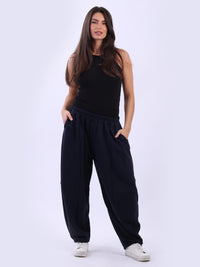 Cotton Cocoon Pant - Navy - MADE IN ITALY Pant NZ LUMA