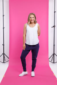 Apartment Pants with White X - HOME-LEE Pant 10 12 14 16 8 Evening Blue NZ LUMA