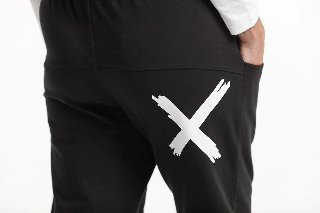 Avenue Pants Black with White X - HOME-LEE Pant NZ LUMA