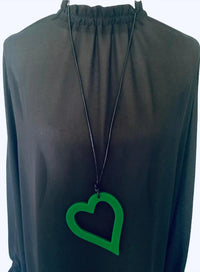 Large Green Open Heart Necklace - TWO BLONDE BOBS Accessories NZ LUMA