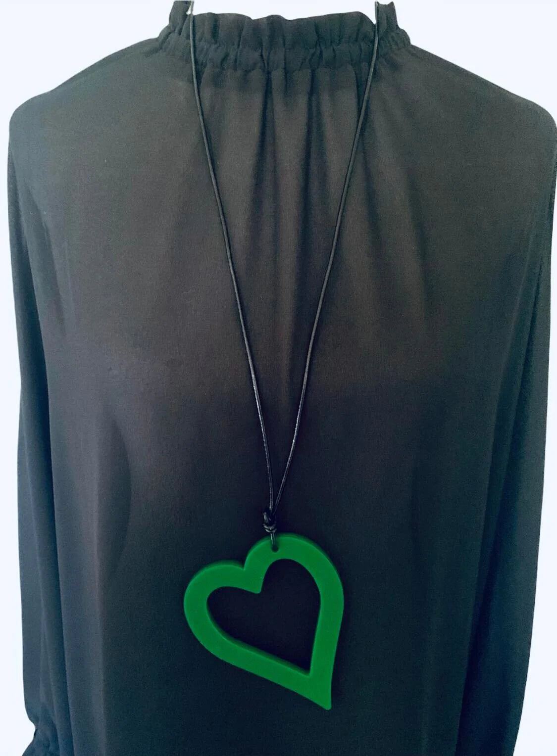 Large Green Open Heart Necklace - TWO BLONDE BOBS Accessories NZ LUMA