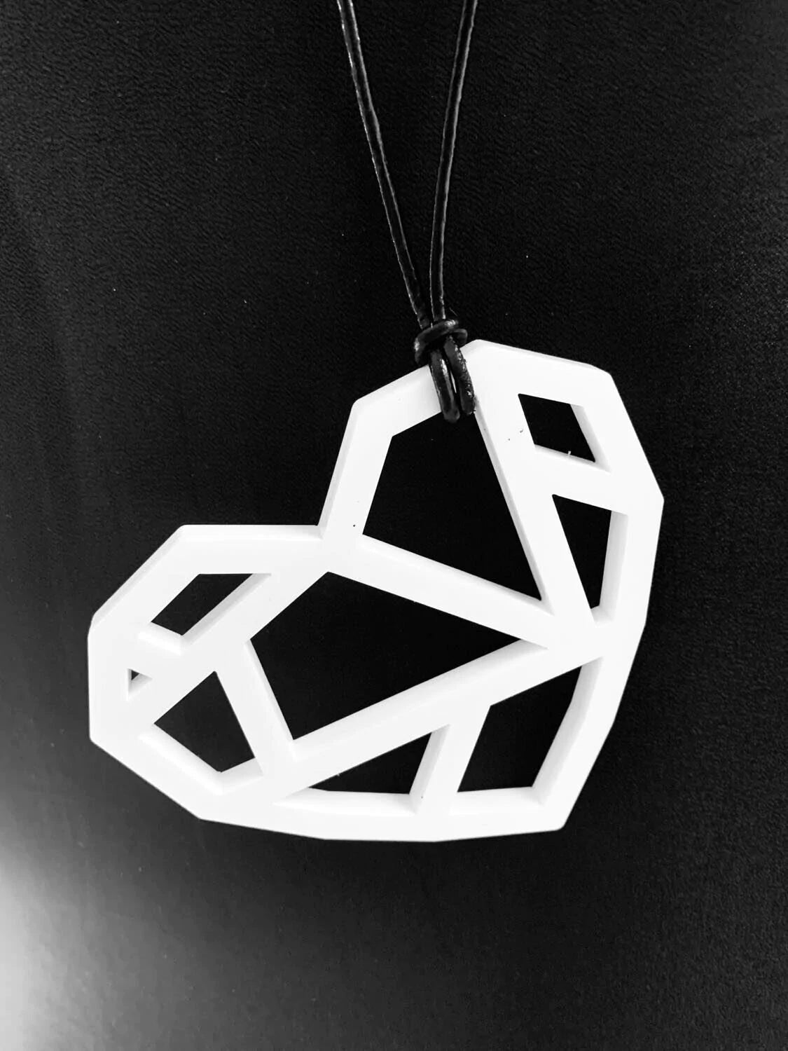 Large White Geo Heart Necklace - TWO BLONDE BOBS Accessories LUMA NZ