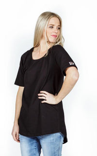 Long Tee - HOME-LEE Top 8 10 12 14 16 Black NZ LUMA