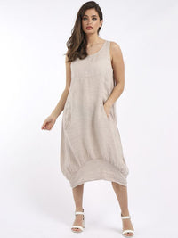 Mia - MADE IN ITALY Dress One Size (8-12) One Size (14-18) Beige NZ LUMA