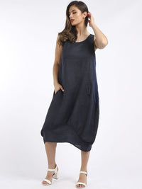 Mia - MADE IN ITALY Dress One Size (8-12) One Size (14-18) Navy NZ LUMA