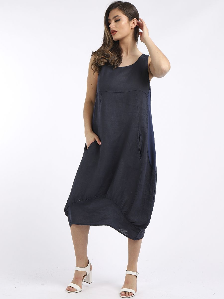 Mia - MADE IN ITALY Dress One Size (8-12) One Size (14-18) Navy NZ LUMA