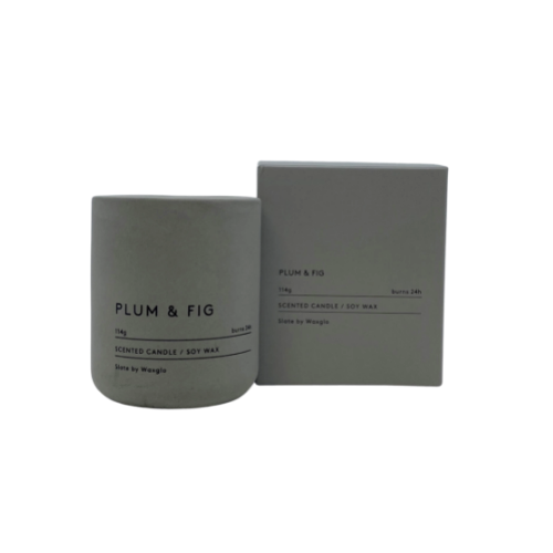 Soy Wax 114g Candle in Slate Vessel Plum & Fig - WAXGLOW Accessories LUMA NZ
