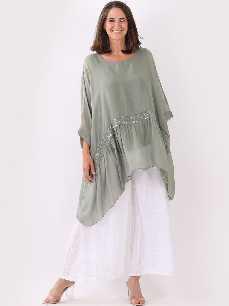 Zita - MADE IN ITALY Top One Size (14-24) Khaki NZ LUMA