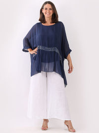 Zita - MADE IN ITALY Top One Size (14-24) Navy NZ LUMA
