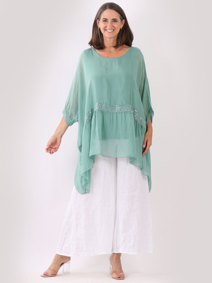 Zita - MADE IN ITALY Top One Size (14-24) Ocean Blue NZ LUMA