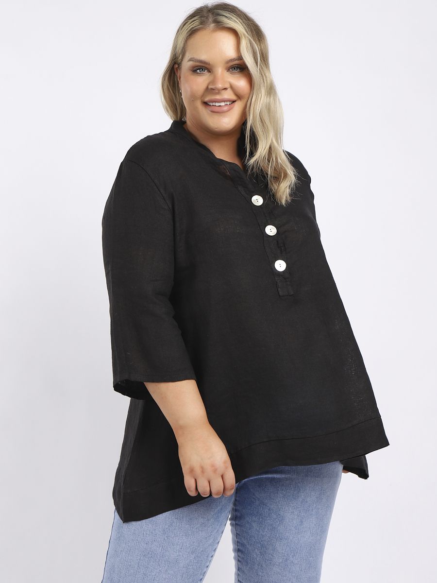 Livia - MADE IN ITALY Top One Size (12-18) Black NZ LUMA