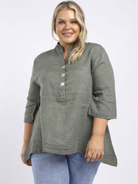 Livia - MADE IN ITALY Top One Size (12-18) Khaki NZ LUMA