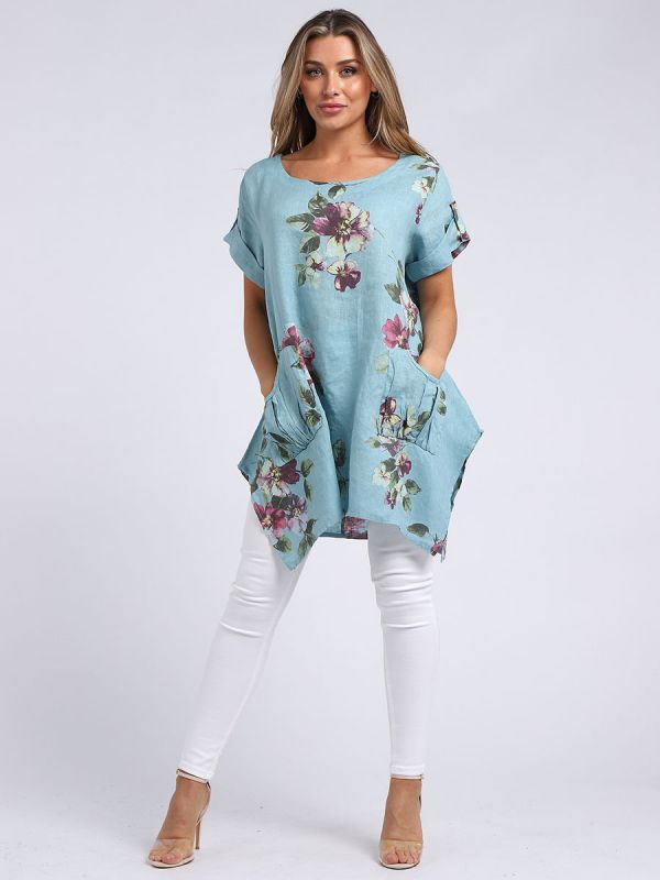 Nicole - MADE IN ITALY Top (18-22) Aqua NZ LUMA
