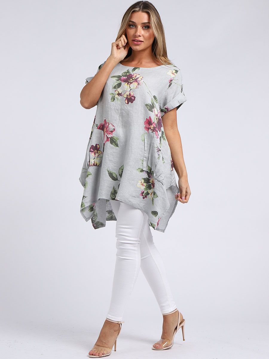 Nicole - MADE IN ITALY Top (18-22) Grey NZ LUMA