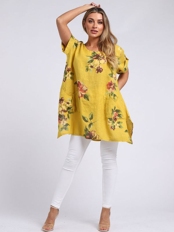 Nicole - MADE IN ITALY Top (18-22) Mustard NZ LUMA