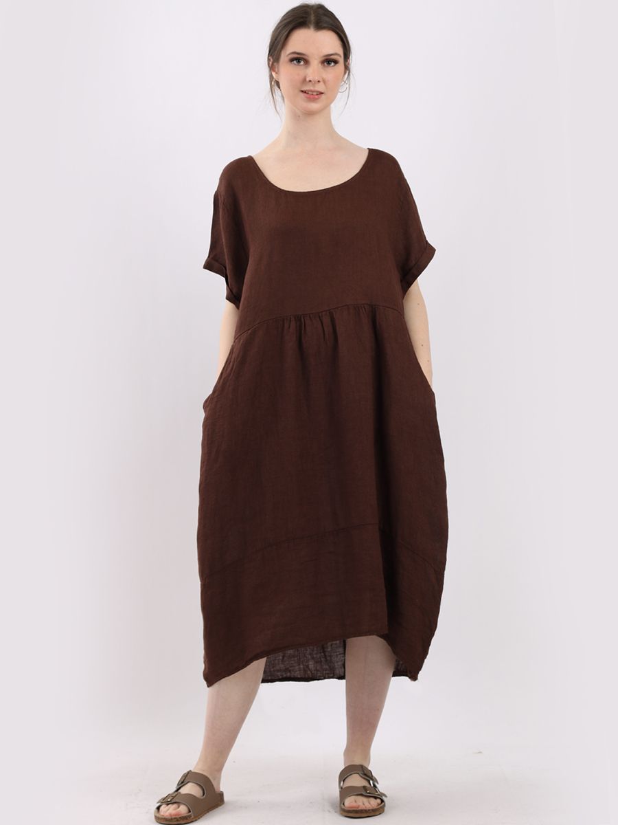 Micaela - MADE IN ITALY Dress One Size (12-18) Chocolate NZ LUMA