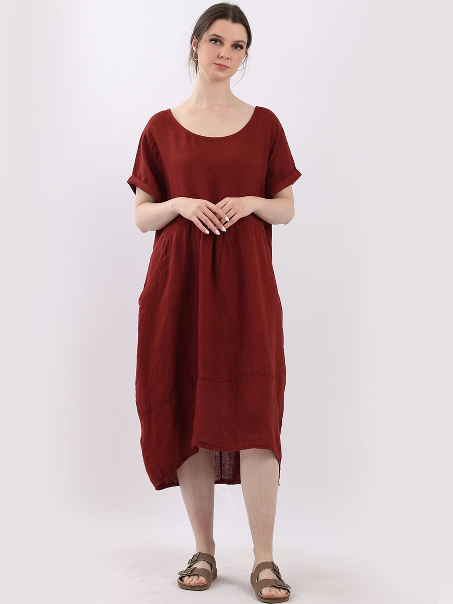 Micaela - MADE IN ITALY Dress One Size (12-18) Rust NZ LUMA