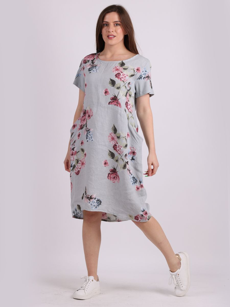 Pierina - MADE IN ITALY Dress One Size (10-18) Light Grey NZ LUMA