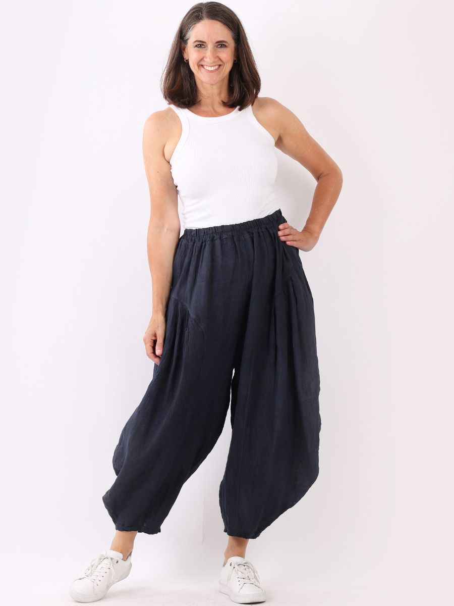 Chiara - MADE IN ITALY Pant One Size (10-16) Navy NZ LUMA