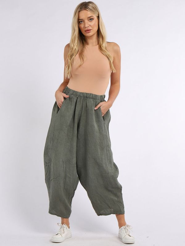 Caterina - MADE IN ITALY Pant One Size (10-14) Khaki NZ LUMA