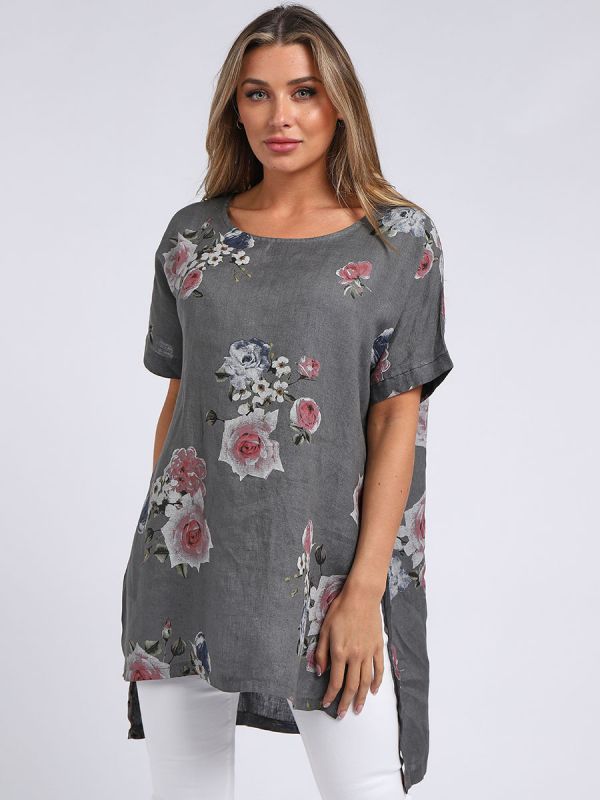 Bianca - MADE IN ITALY Top One Size Charcoal NZ LUMA
