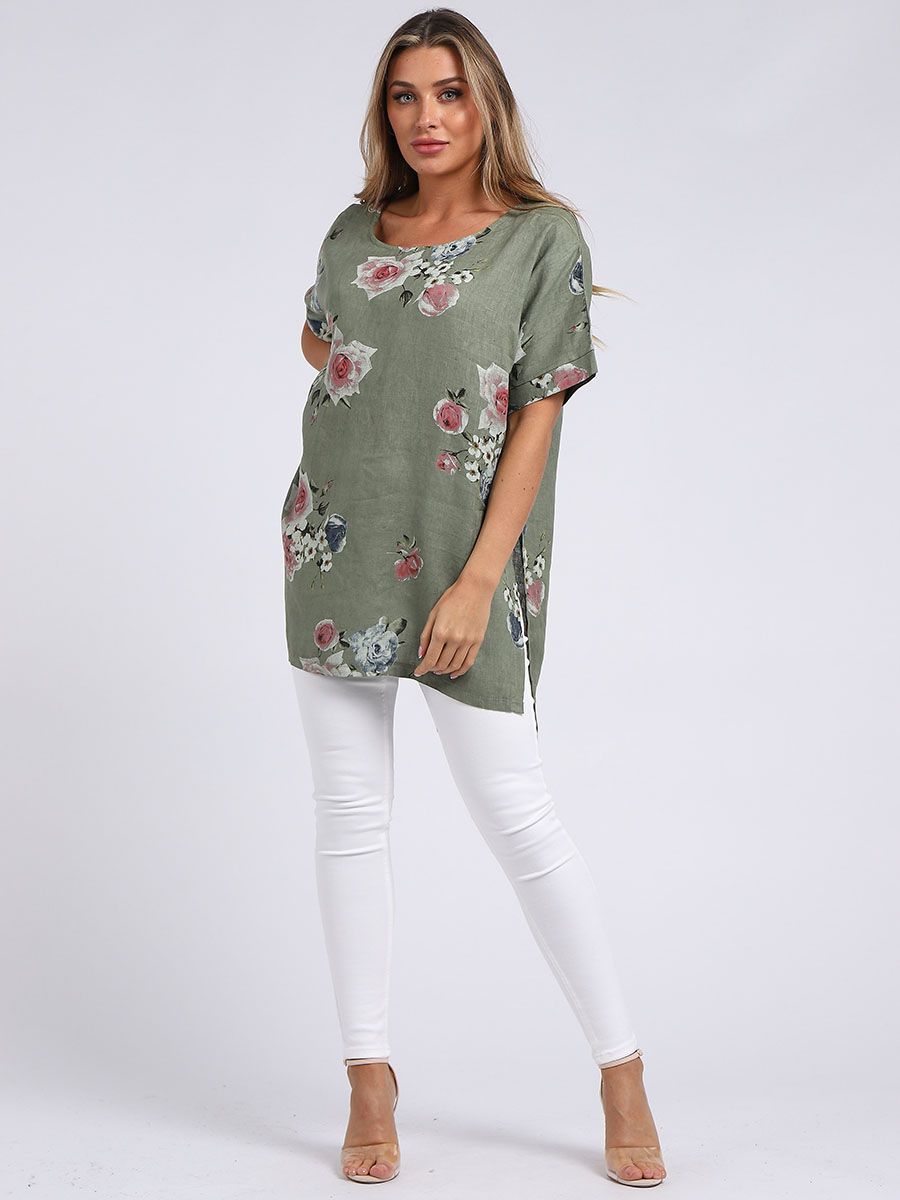 Bianca - MADE IN ITALY Top One Size Khaki NZ LUMA