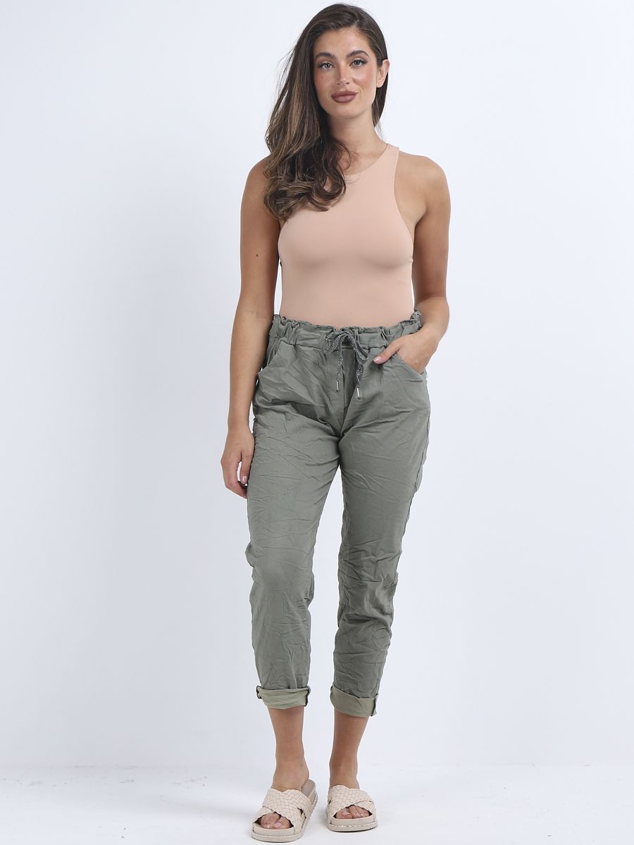 Elena - MADE IN ITALY Pant One Size (16-20) One Size (8-14) Khaki NZ LUMA