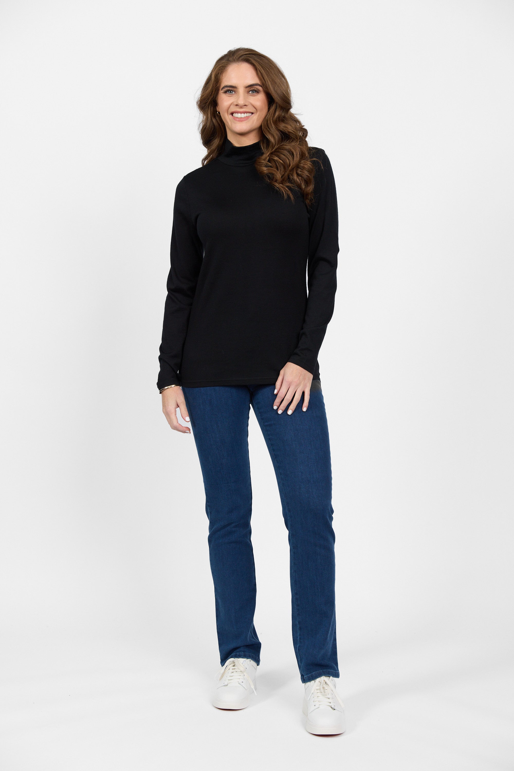 100% Merino Basic L/S Polo - Black - VASSALLI Top NZ LUMA