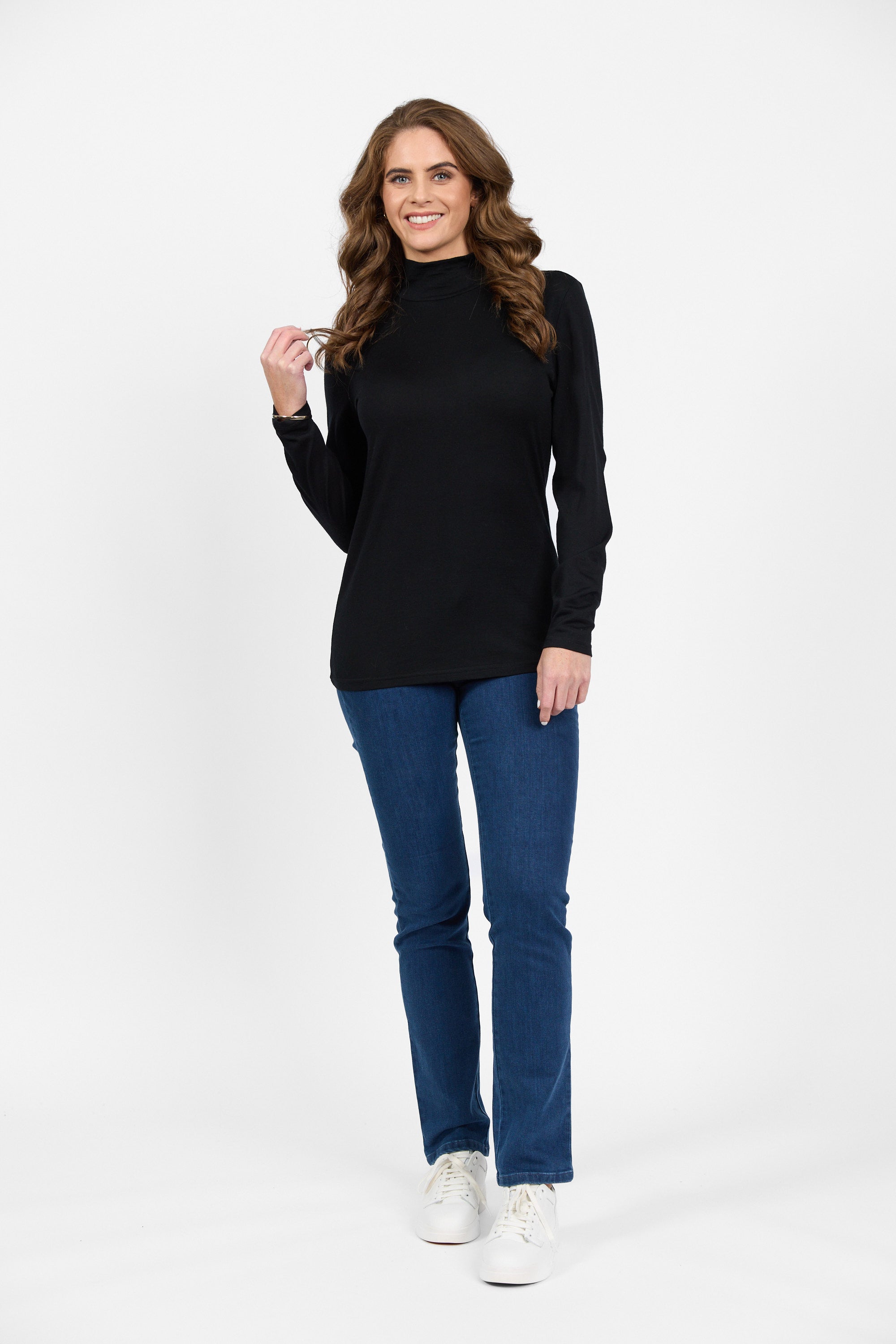 100% Merino Basic L/S Polo - Black - VASSALLI Top NZ LUMA