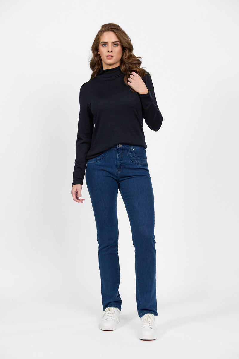 100% Merino Basic L/S Polo - Midnight - VASSALLI Top NZ LUMA