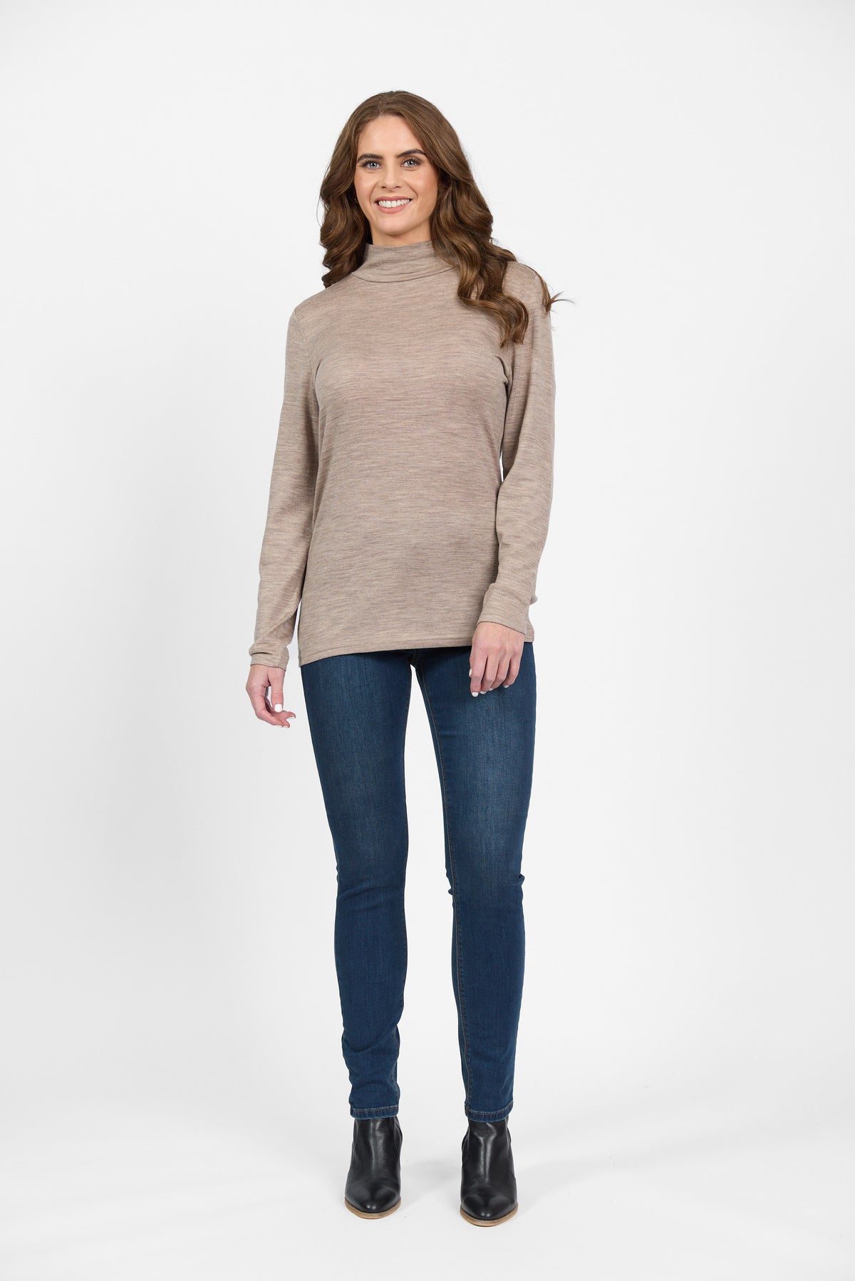 100% Merino Basic L/S Polo - Twig - VASSALLI Top NZ LUMA