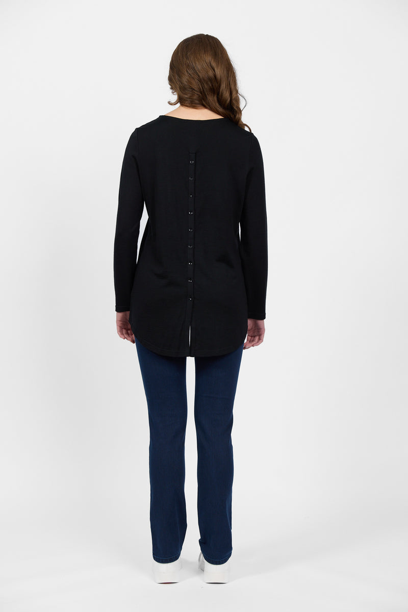 100% Merino L/S Top w Back Placket - VASSALLI Top NZ LUMA